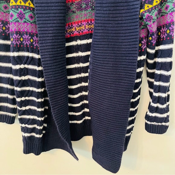 Talbots Fair Isle Shawl Cable Knit Cardigan Sweater M - Picture 4 of 8